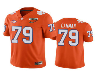 Men's Clemson Tigs Orange 2020 match worn Jackson Carman #79 game
