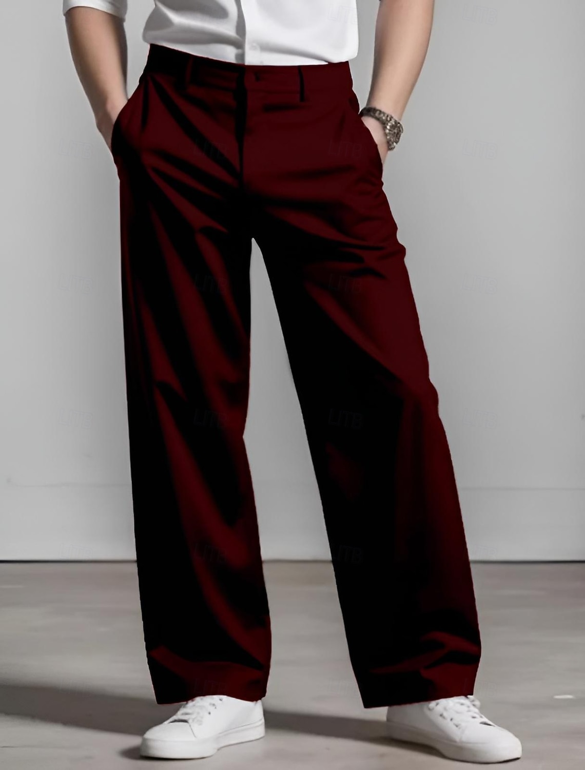 Men's Trousers Dress Pants Baggy Pants Suit Pants Pocket Straight Leg Plain Comfort Soft Full Length Daily Business Formal Fashion Streetwear Black White