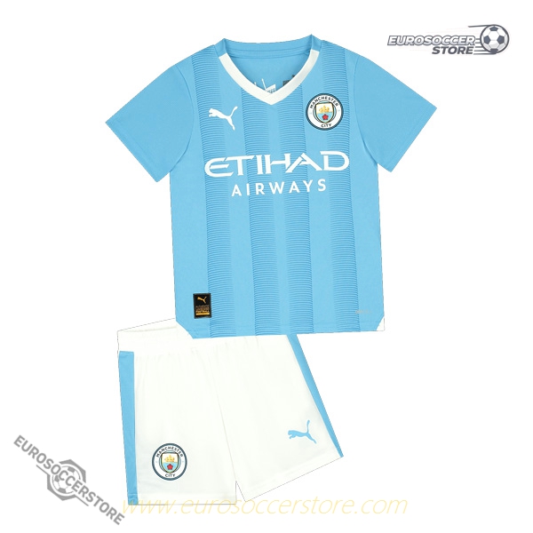Youth Manchester City Home Football Jersey Set 2023-2024 Season