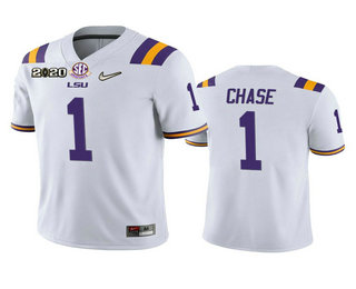 Men's LSU Tigers LA White 2020 home jersey None #1 match worn Jersey