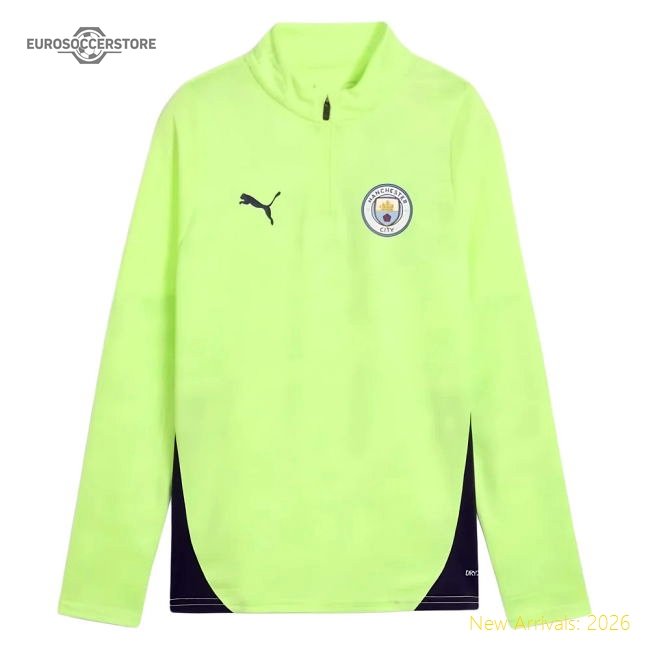 2025-2026 Man City Training 14 Zip Top Fizzy Apple - Kids