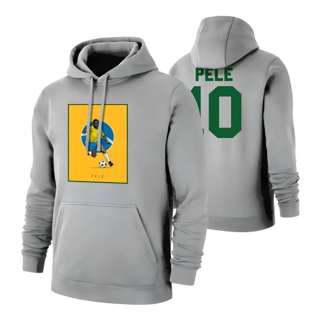 High Pele Selecao Footer With Hood, Grey Replica Football