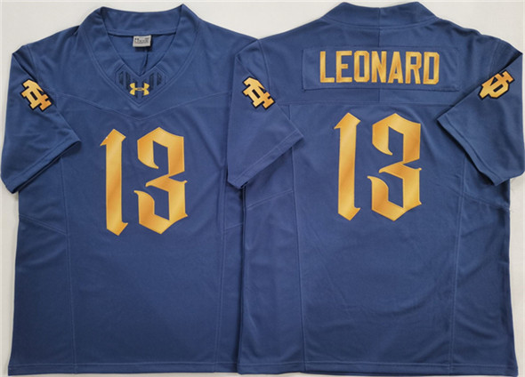 Men's ND Irish Blue 2025 comfortable Riley Leonard #13 breathable