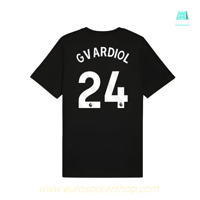 2025-2026 Man City FtblESS Tee (Black) (Gvardiol 24)