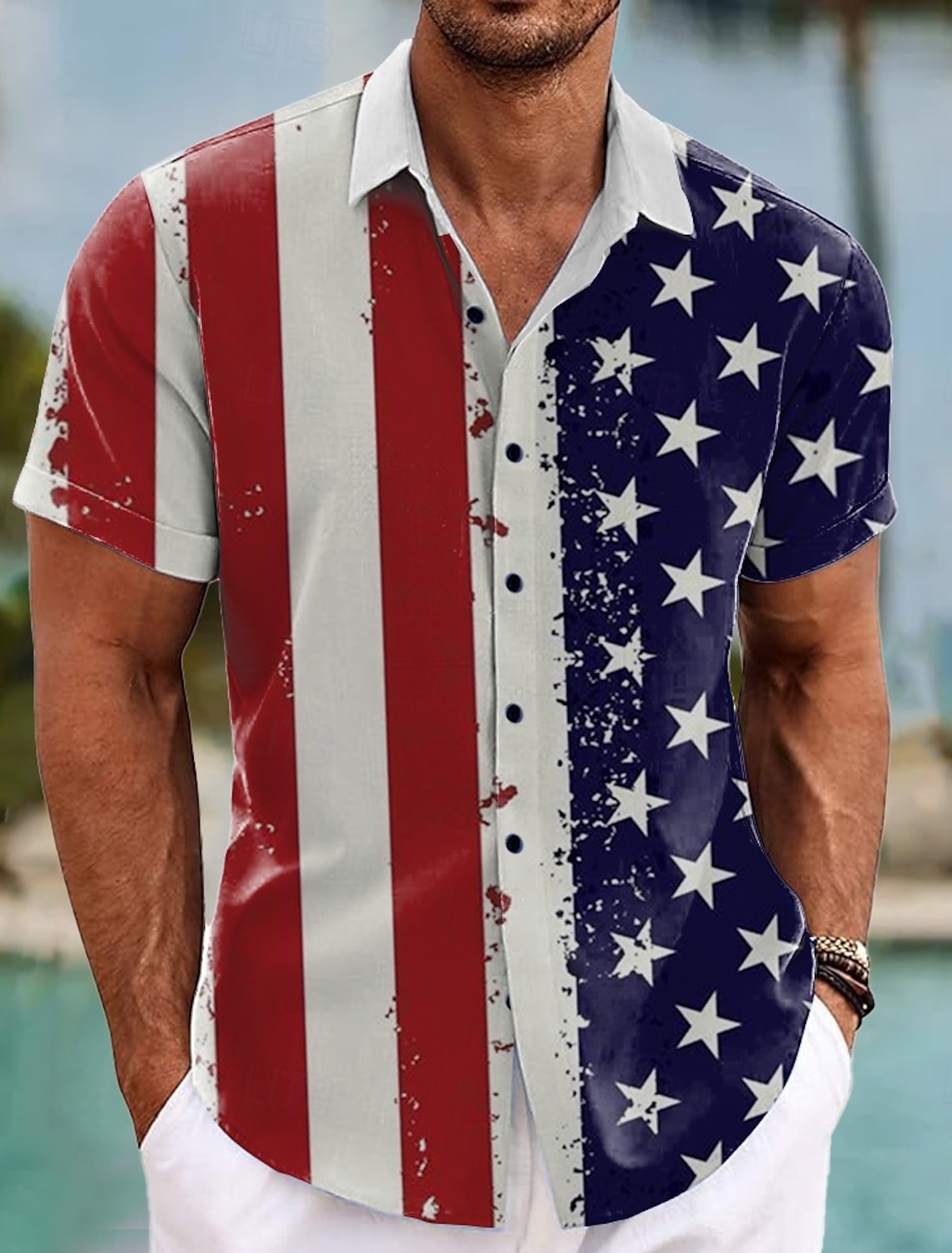 Independence Day Men's American US Flag 4th of July U.S. 250th Anniversary Patriotic Shirt Summer Shirt Button Up Shirt Short Sleeve Fashion Casual Holiday Summer Spring Turndown 3D Print Collared