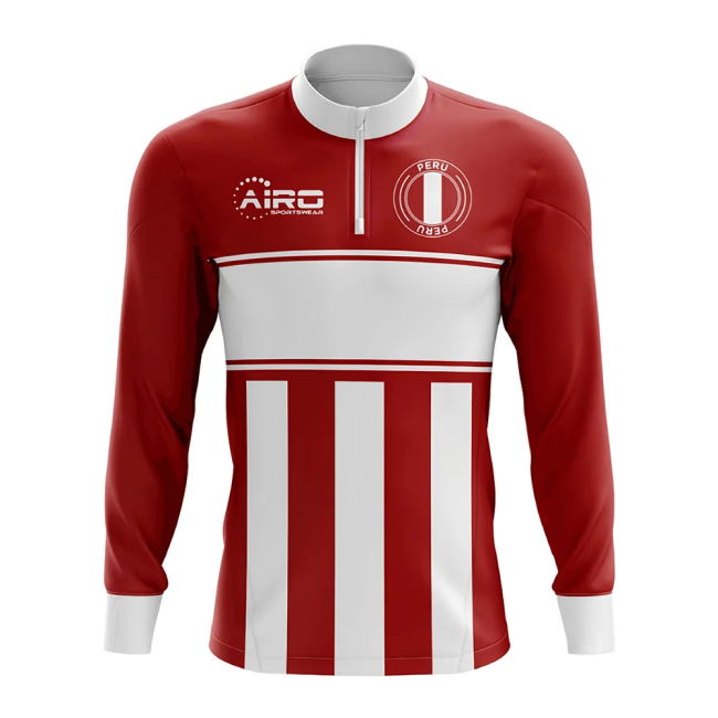 Premium Peru Concept Football Half Zip Midlayer Top (Red-White)