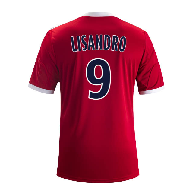 13-14 Olympique Lyonnais 9 Lisandro Away Red Jersey Shirt - Official