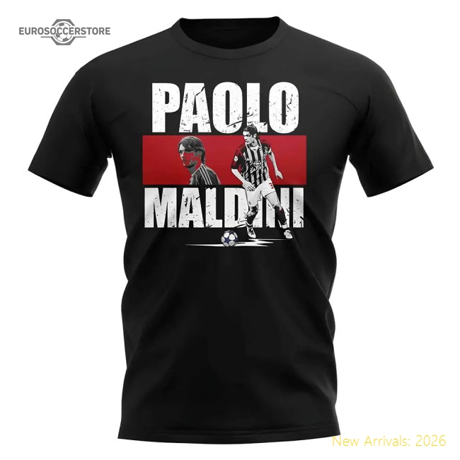 Top-grade Paolo Maldini Player Collage Supporter Tee (black)