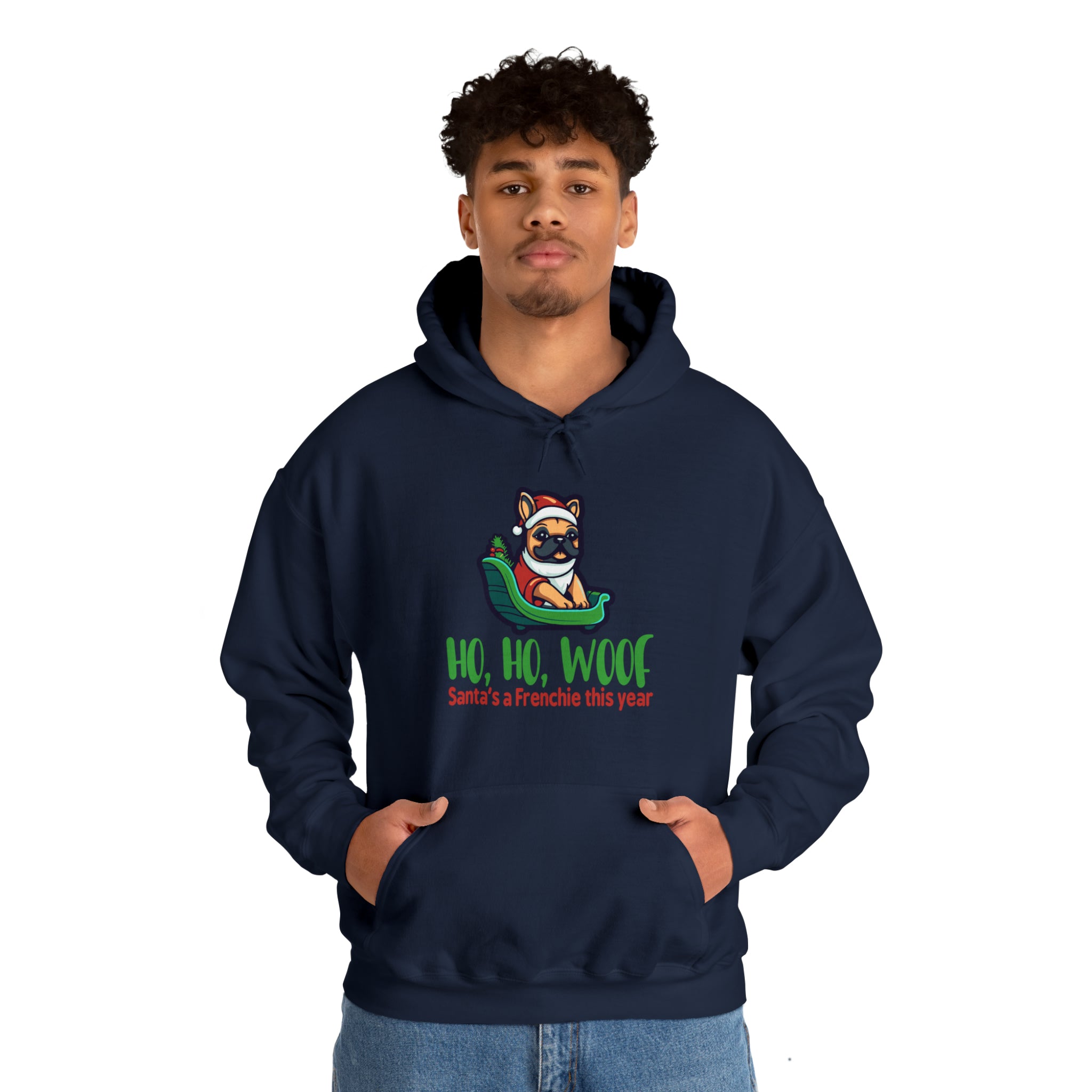 French Bulldog Ho Ho Woof Unisex Hoodie Useful Frenchie Gear