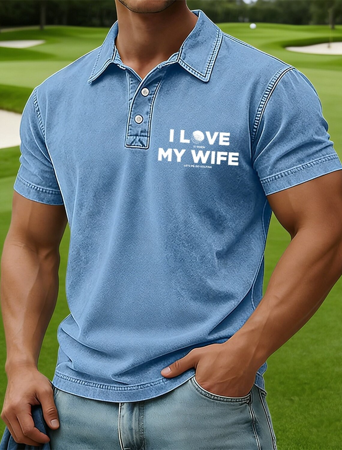 Men's Golf Acid Wash Shirt 100% Cotton Short Sleeve Polo Shirts