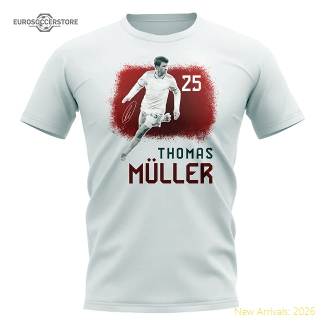 Popular Thomas Muller 25 Bayern Munich Signature T-Shirt (White)