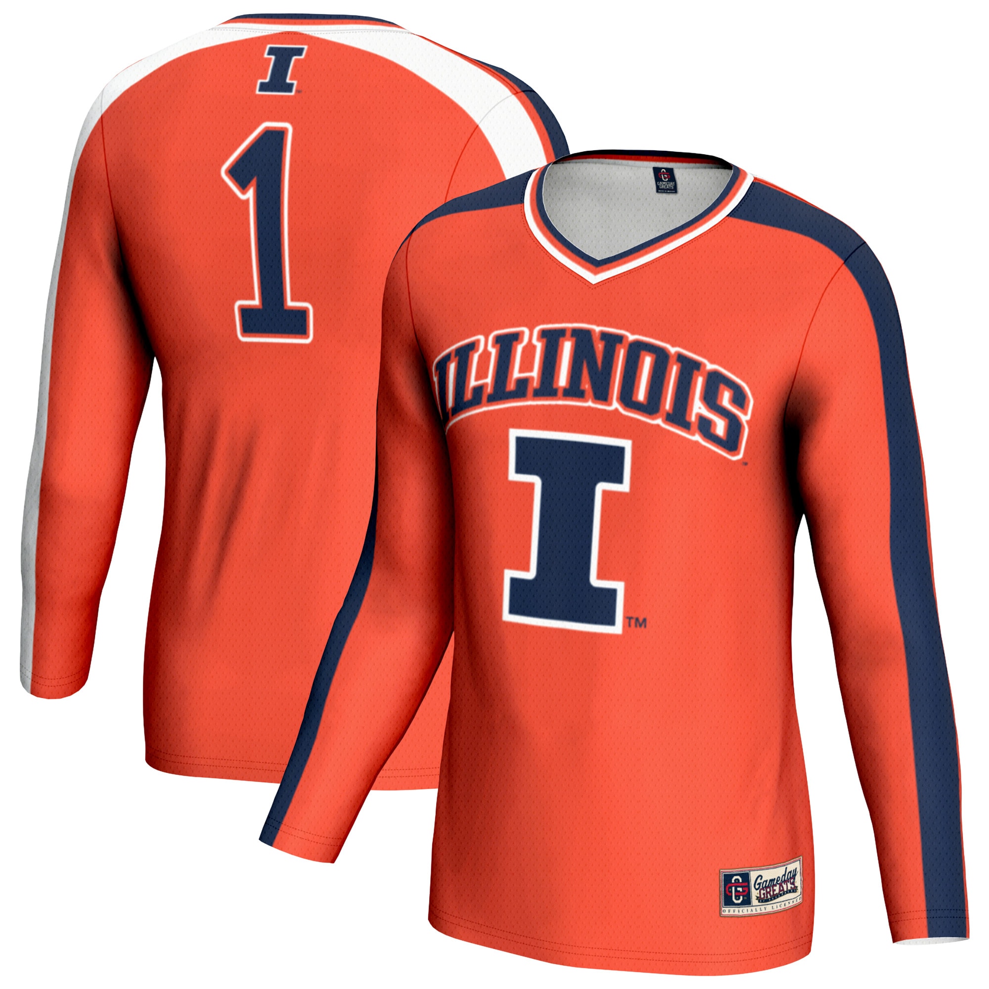[NJP] Illinois Fighting Illini GameDay Greats Unisex #1 Lightweight Volleyball Fashion Jersey - Orange