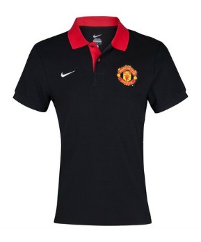 Authentic Man Utd Manchester United Black Core Polo T-Shirt Replica
