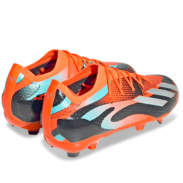 Messi adidas Jr. X Speedportal 1 Firm Ground Football Boots Team Solar Orange Metallic Silver