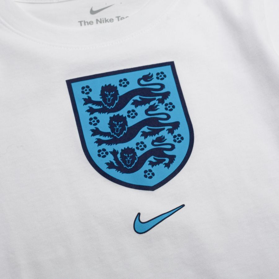 England T Shirt Crest Pure White Kids Supporter Version