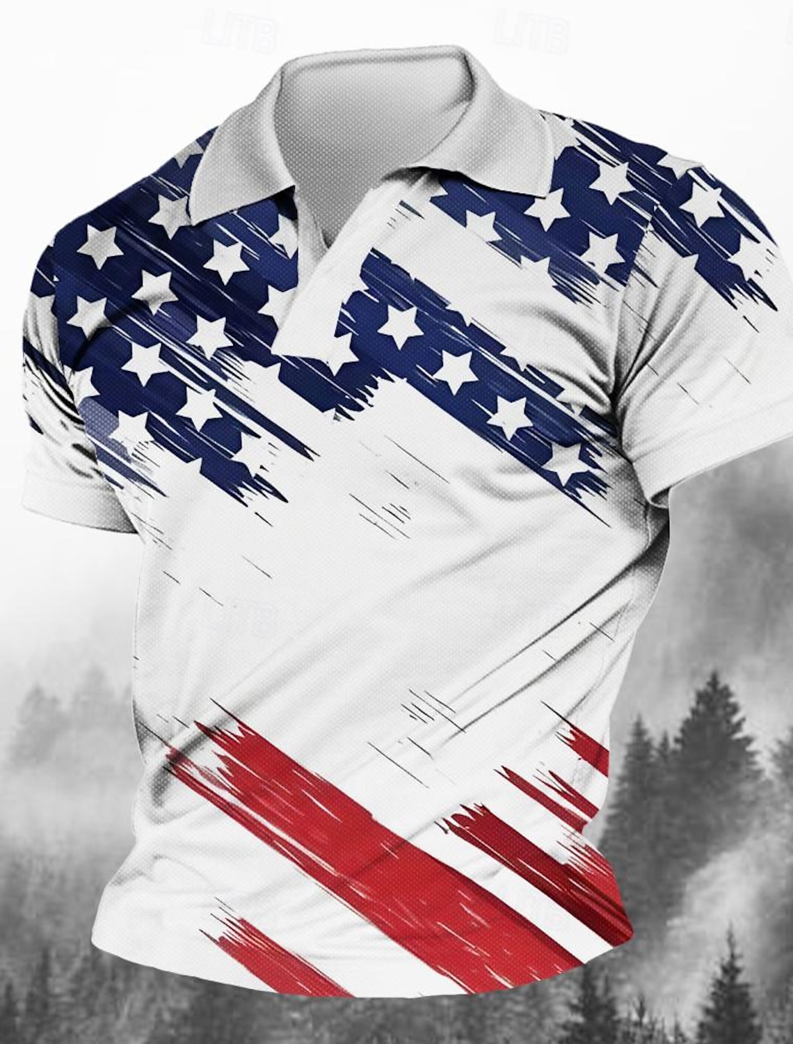 4th of July 2026 250th Men's American Flag Veterans Waffle Polo Shirts Golf Shirt Short Sleeve Polo Shirts Collared Shirts Casual Streetwear Vacation Wear Party Outfits 3D Print Buttons Summer Spring