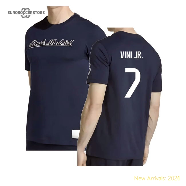 Top-grade 2025-2026 Real Madrid Us Tee (navy) (vini Jr 7)