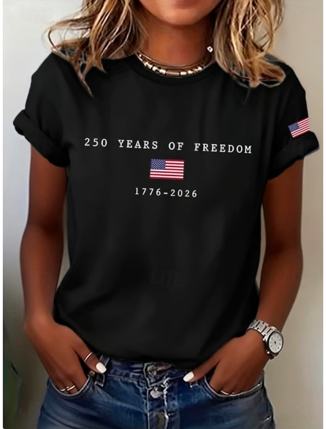 American Independence Day Women's T Shirt Print Graphic Independence Day Vintage Stylish Classic Short Sleeve Crew Neck V Neck Regular Tops Daily Blue Black White Red Gray Summer Spring