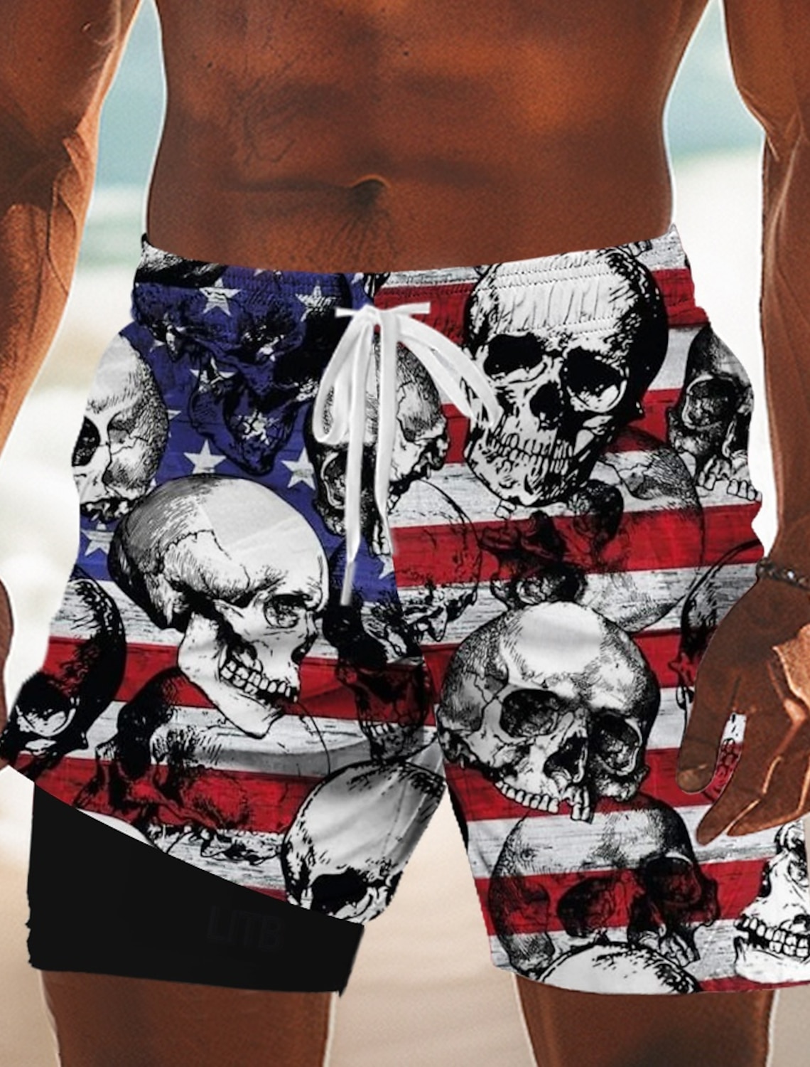 Independence Day Men's 4th of July U.S. 250th Anniversary US Flag Patriotic Lined Shorts 2 in 1 Board Shorts Swim Trunks Mid Waist Holiday Side Pockets With Compression Liner Elastic Drawstring Waist