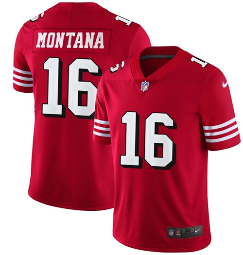 NFL SF 49ers #16 Joe Montana Red Limited Jersey - Authentic Quality