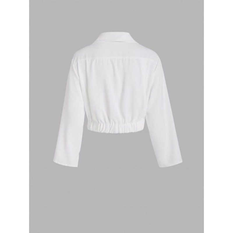 Slit Sleeve Ruched Collared Top ZC6542