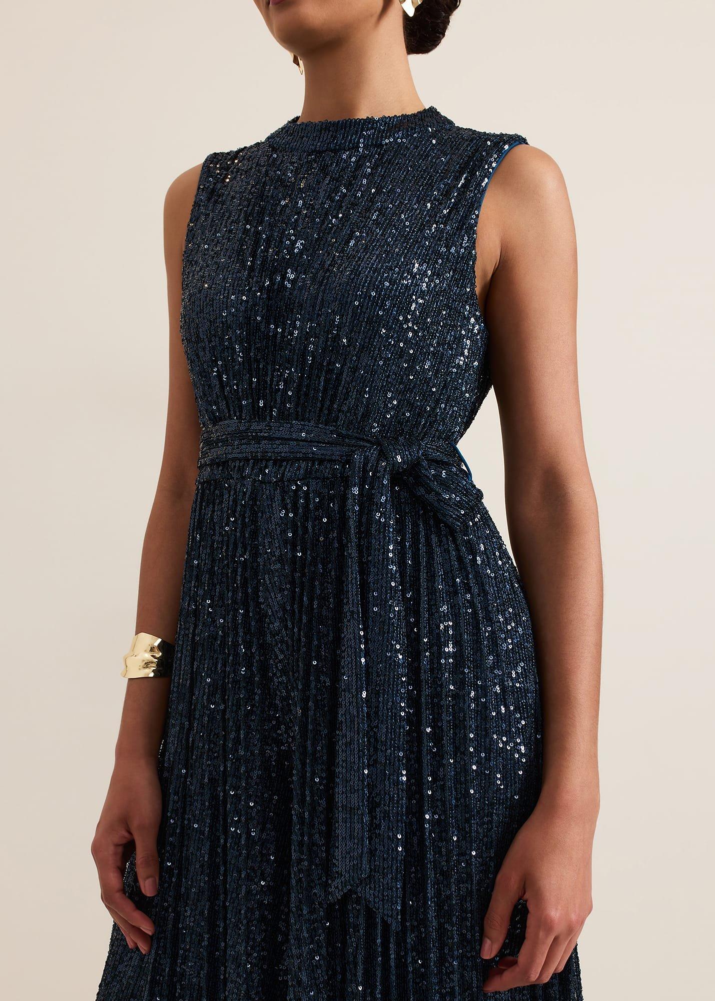 Simara Teal Sequin Jumpsuit
