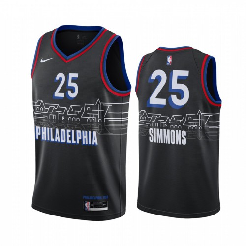 PHI #25 Ben Simmons High-Quality 2020 City NBA Jersey - Black Swingman