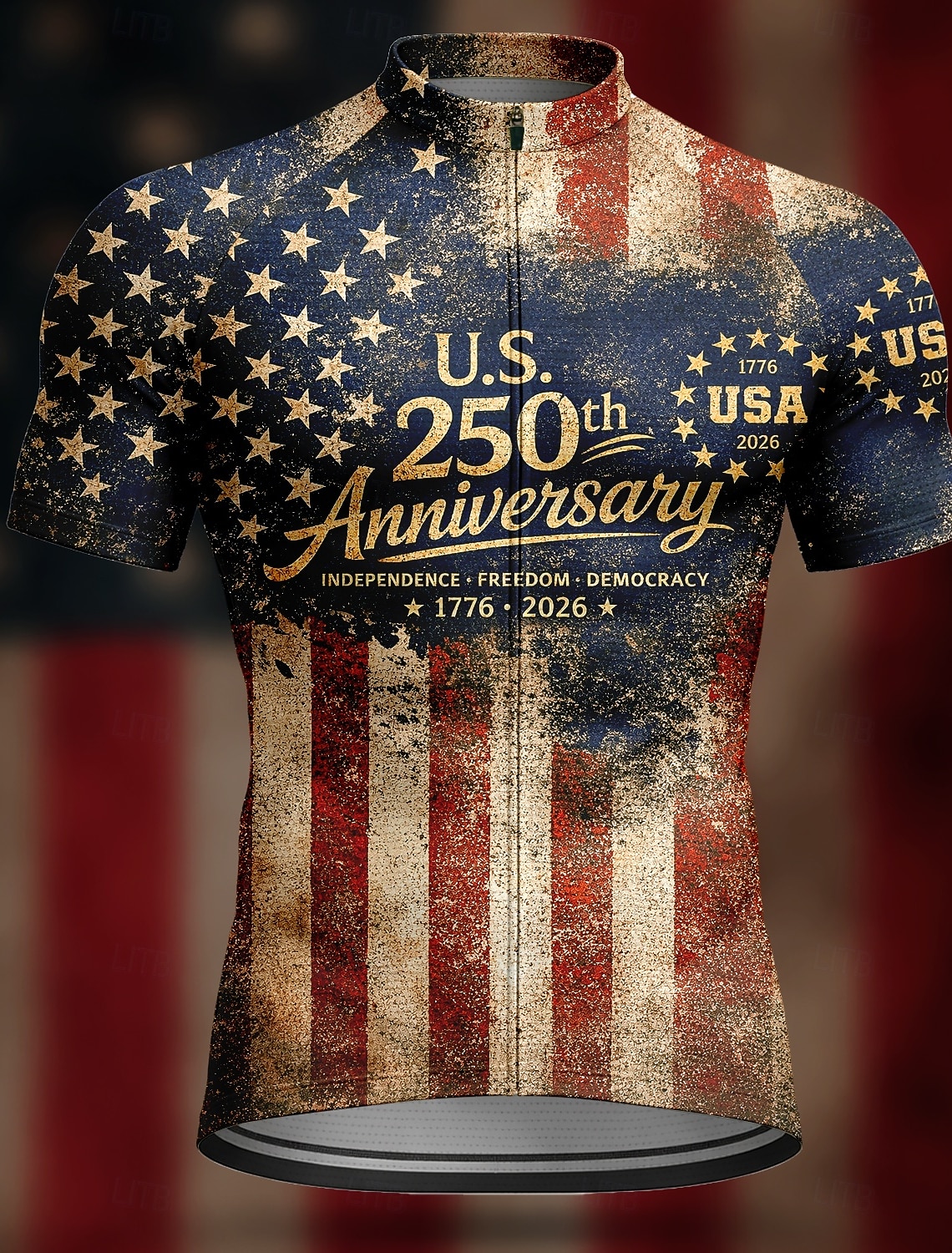 America's 250th Anniversary Independence Day American Independence Day Men Cycling Jersey American US Flag Short Sleeve Bike Jersey Top with 3 Rear Pockets UV Resistant Quick Dry With Pockets Front