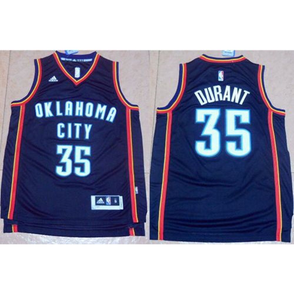 Thunder #35 Kevin Durant Black New Fashion Stitched NBA Jersey