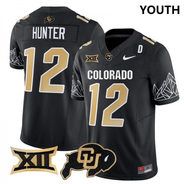 Nike Colorado Buffaloes #12 Travis Hunter Youth Stitch Jersey - Black