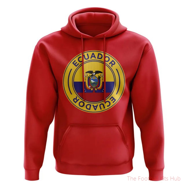 Men Ecuador Football Badge Hoodie (Red)