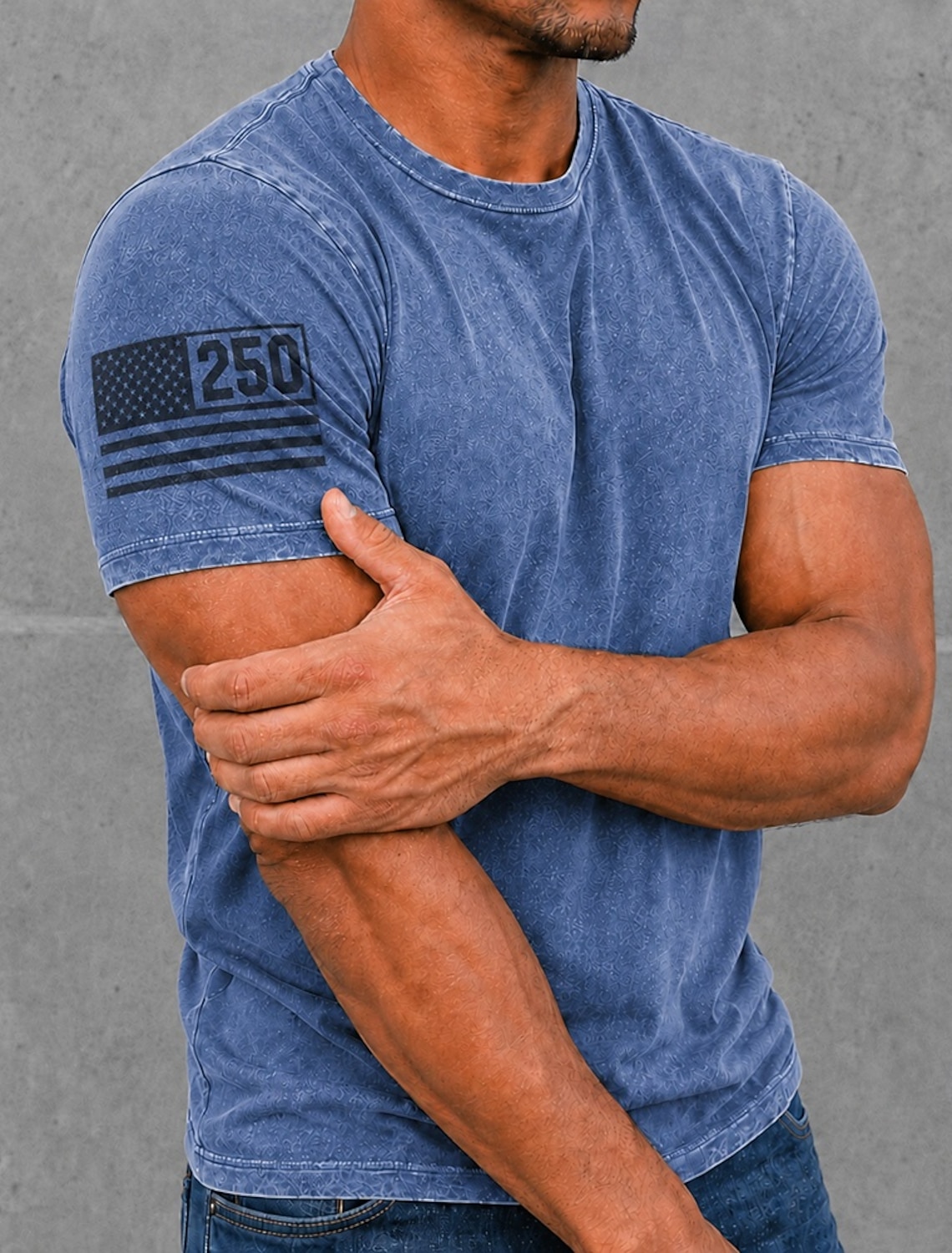 4th of July 2026 250th Men's Flag Cotton Acid Wash Shirt Heavyweight T-shirt Short Sleeve T shirt DTG Crew Neck Shirt Patriotic Street Holiday Blue Black Brown Spring & Summer Clothing Apparel S M