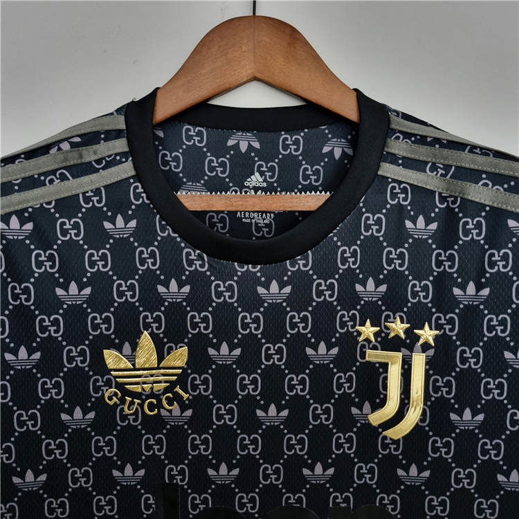 2223 Juventus Gucci Black Soccer Jersey Football Shirt - Official