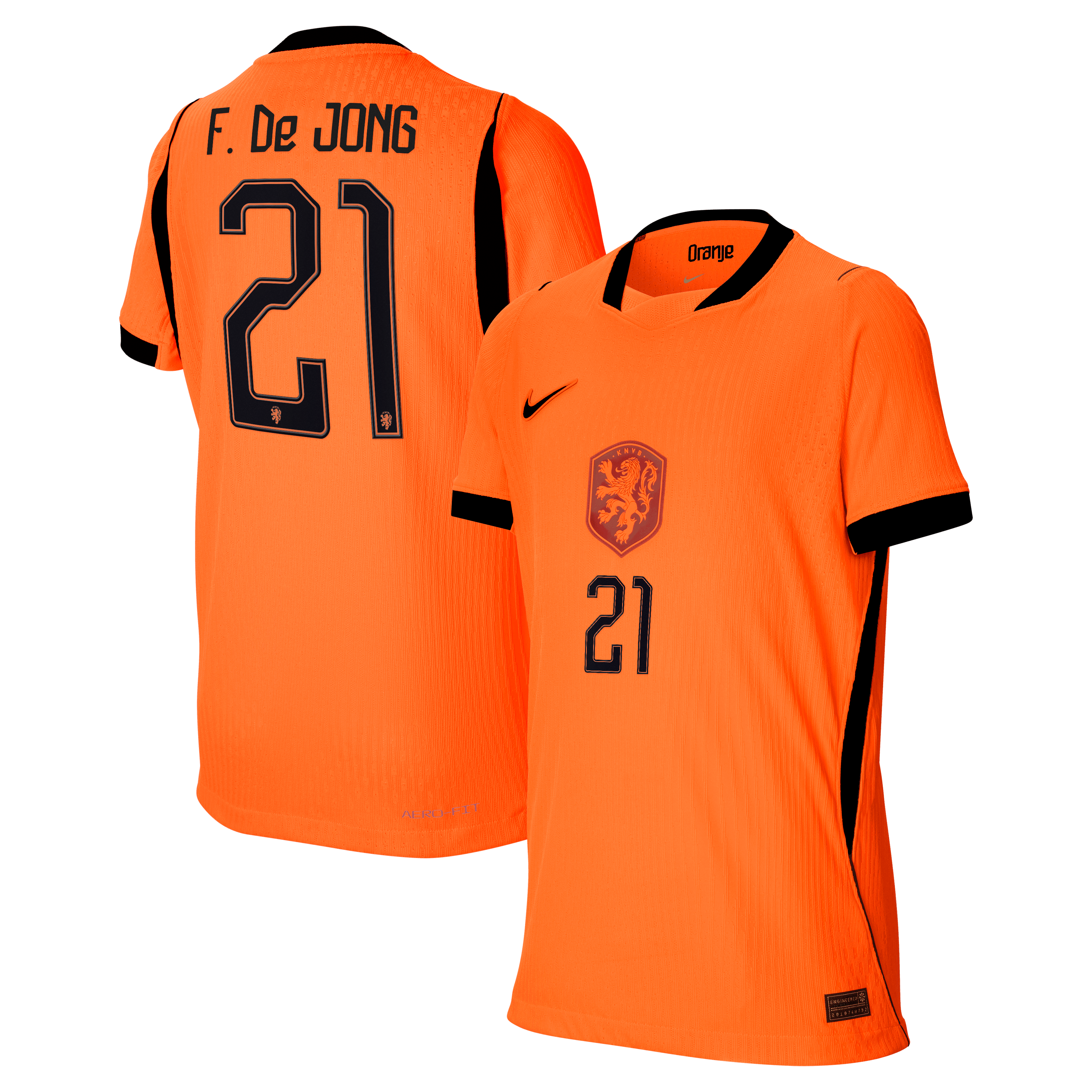 [JED] Women's Frenkie de Jong #21 Netherlands National Team 2026 Home Match Authentic Jersey - Orange