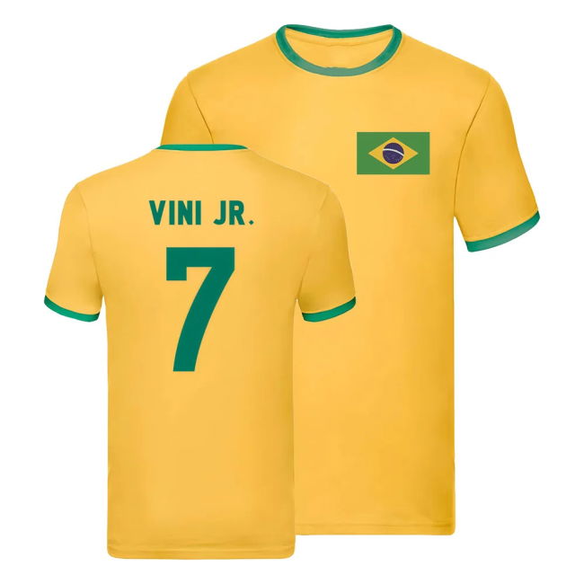 Premium Brazil Ringer T-Shirt (Vini Jr 10) Performance Replica