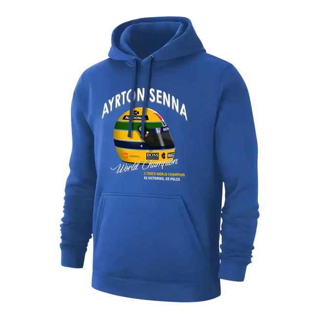 Team Ayrton Senna Helmet Footer With Hood, Blue Premium