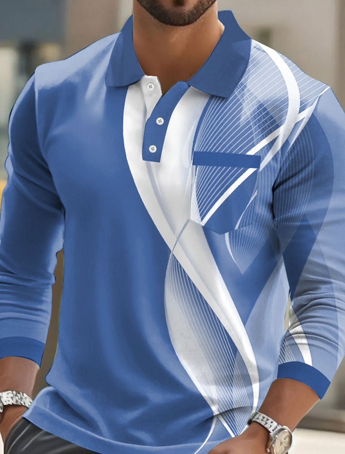 Men's Abstract Geometic Polo Short Sleeve Shirts Collared Business