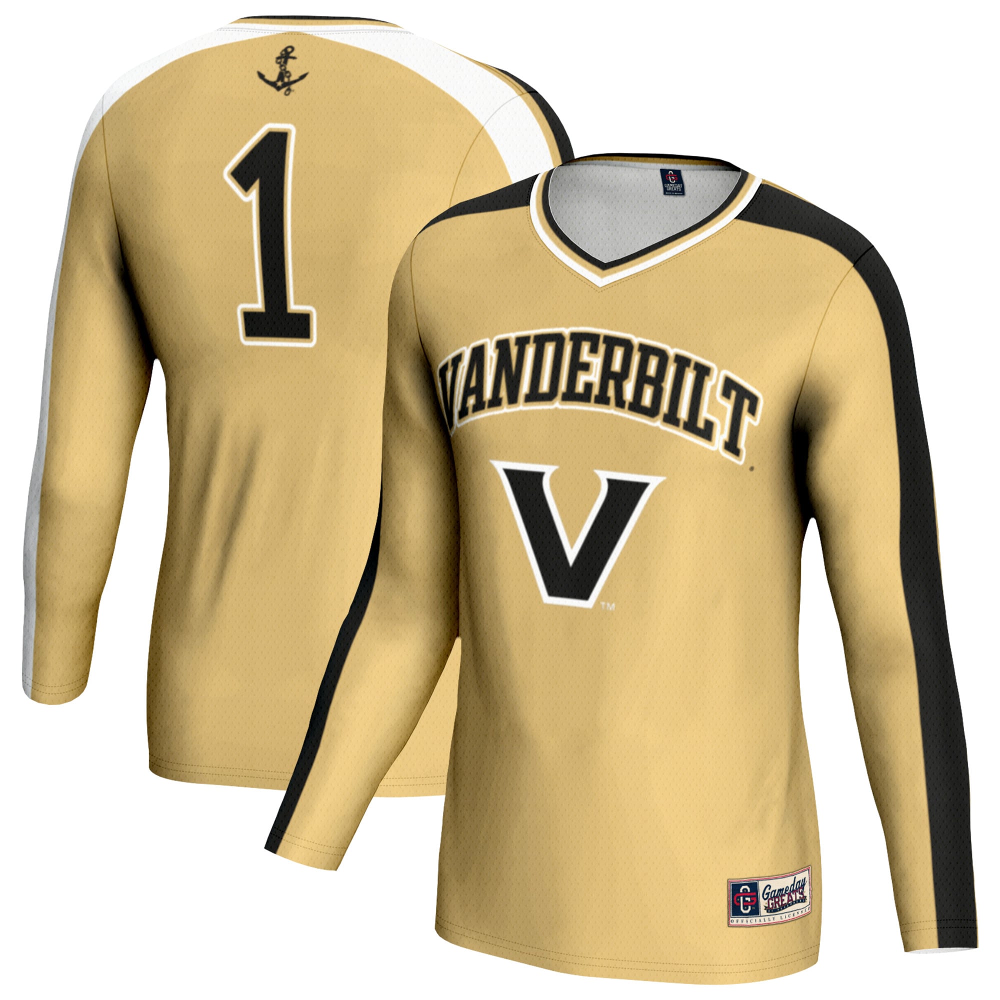 [NJP] Vanderbilt Commodores GameDay Greats Unisex Women's Volleyball Lightweight Fashion Jersey - Gold