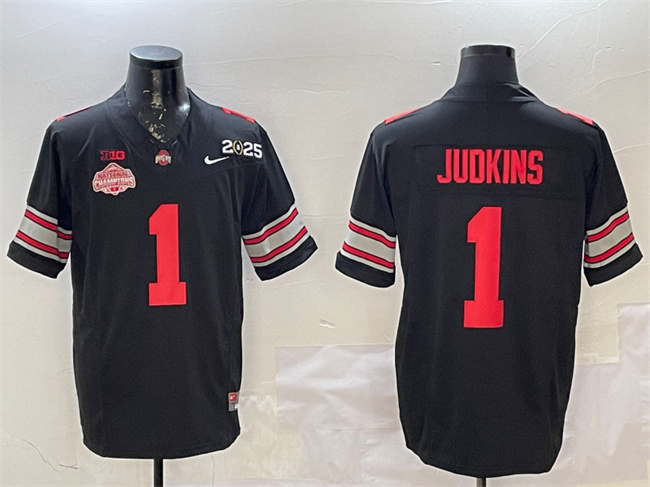 Men's OSU Buckeyes Quinshon Judkins #1 official Black 2025 moisture