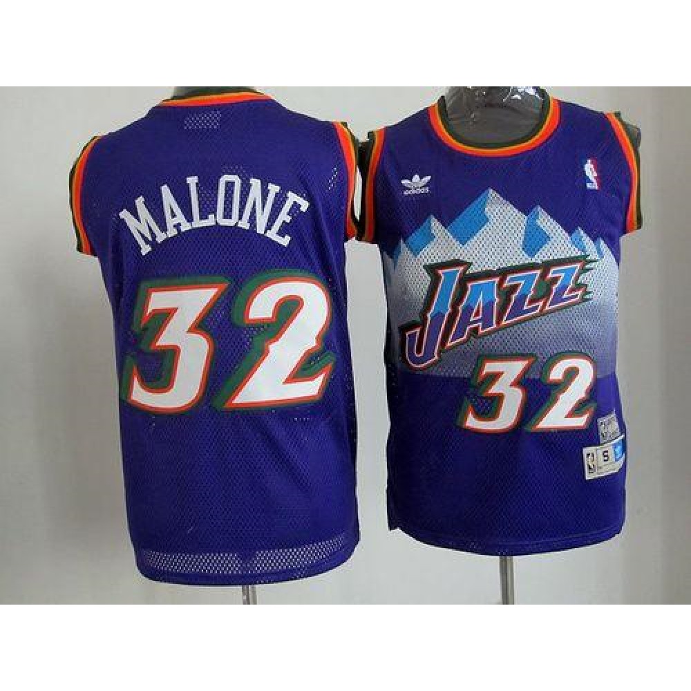 Jazz #32 Karl Malone Purple Throwback Stitched NBA Jersey