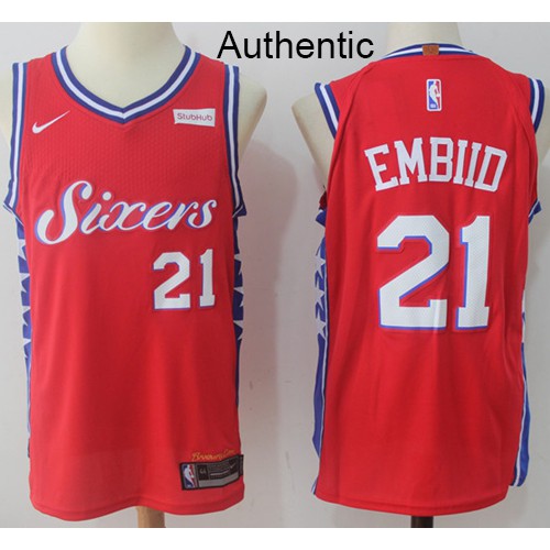 76ers Red Joel Embiid #21 Nike Jersey - Cost-Effective Game Day Wear