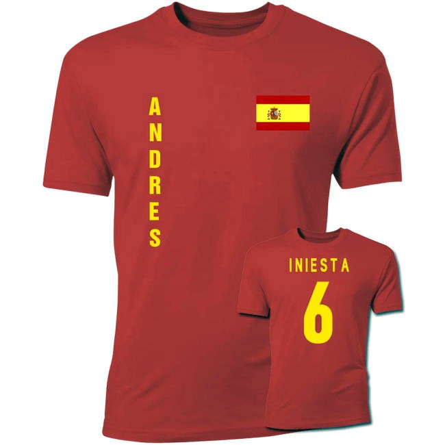 Andres Iniesta Spain Flag T-Shirt (Red)