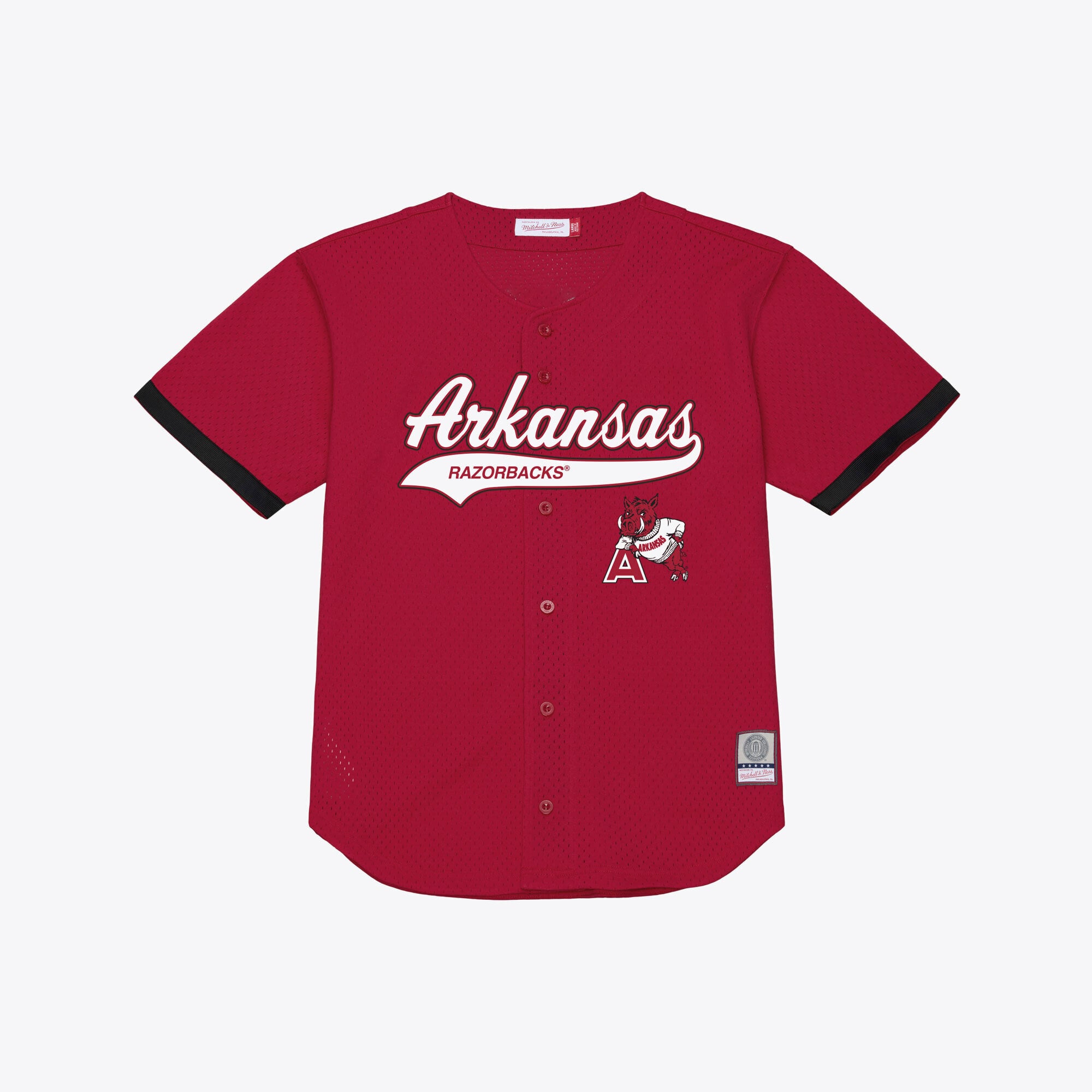 Arkansas Razorbacks Mitchell & Ness Mesh Button-Up Batting Practice Baseball Jersey - Cardinal