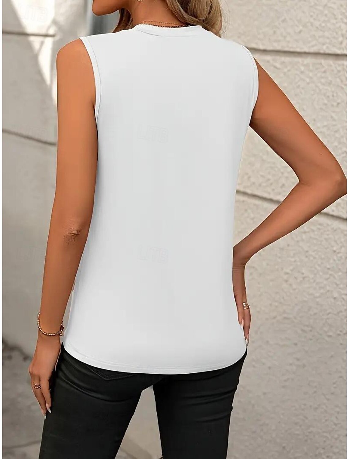 Women's Blouse Sleeveless Round Neck Asymmetrical Layered Elegant Draped Summer Spring Casual Workwear Regular Fit Versatile Top Clothing Apparel