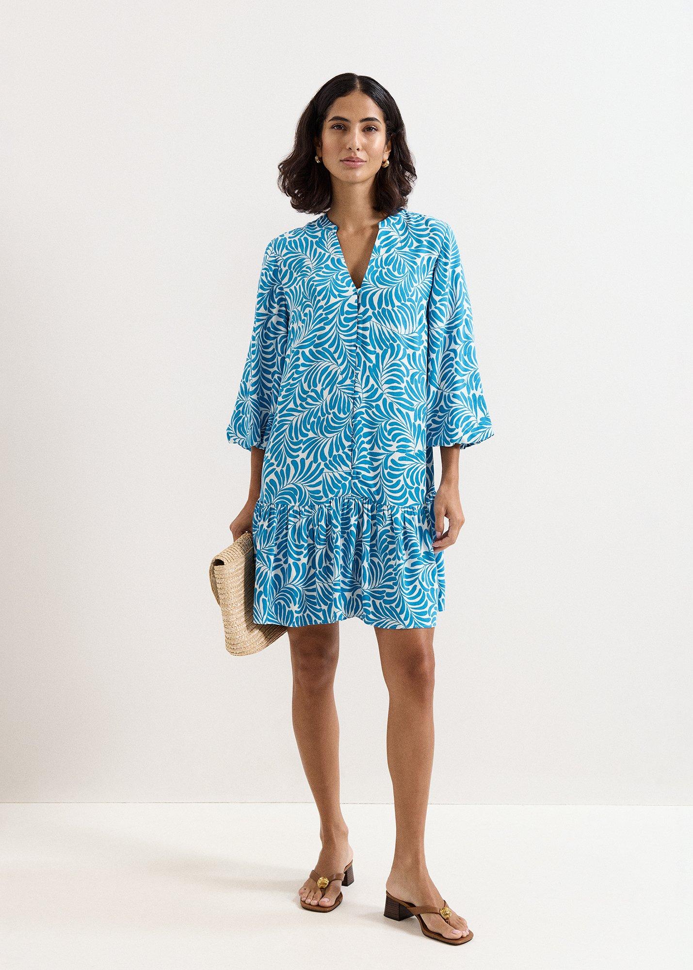 Phoebe Blue Print Swing Dress