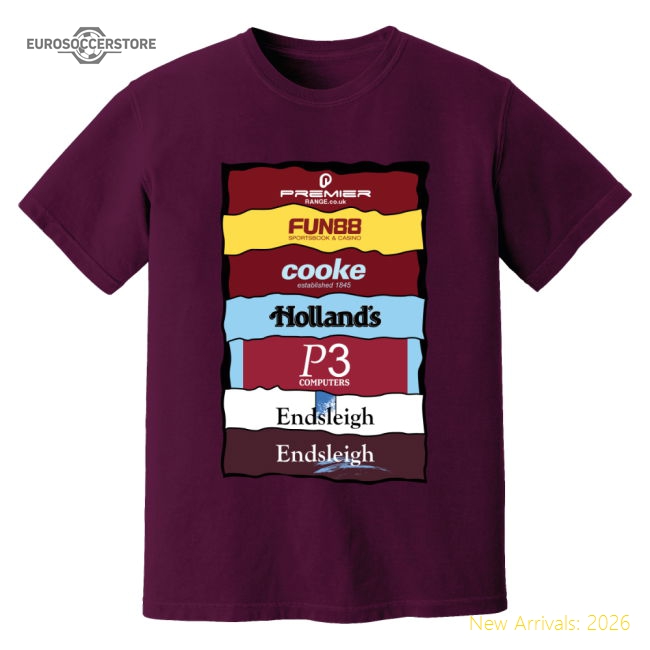 Top-grade Burnley Sponsor History T-shirt (purple) - Official Edition