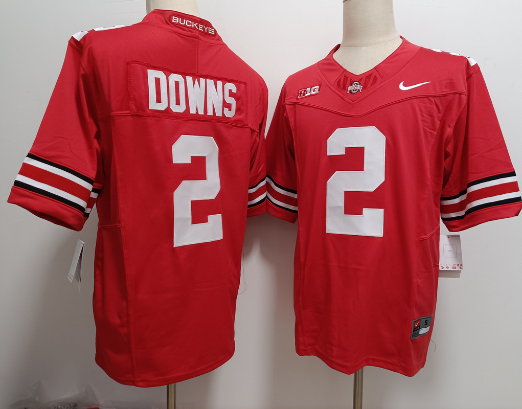 Men's Ohio St Buckeyes Red 2024 team authorized Caleb Downs #2