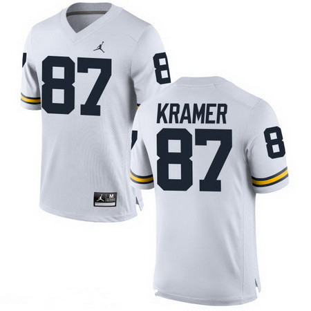 Men's UM Wolverines White 2024 official licensed Ron Kramer #87