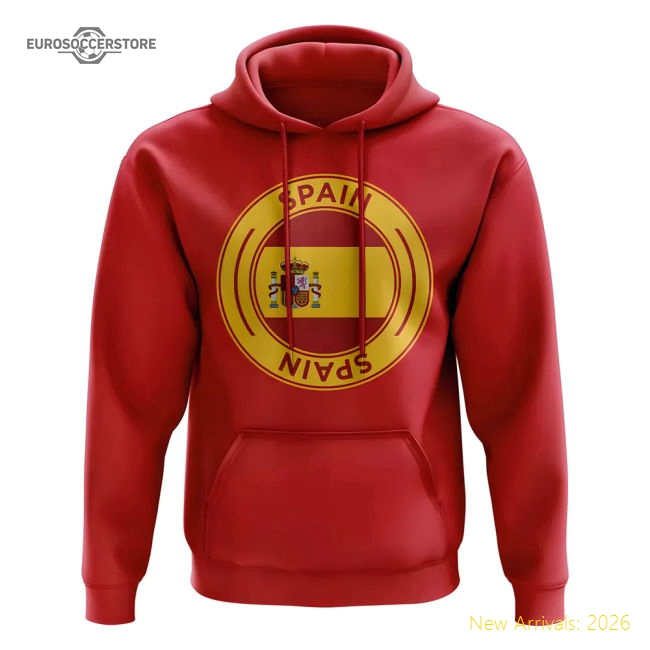 Xsb (3-4 Years) Spain Football Badge Hoodie Team Red For Football Fans