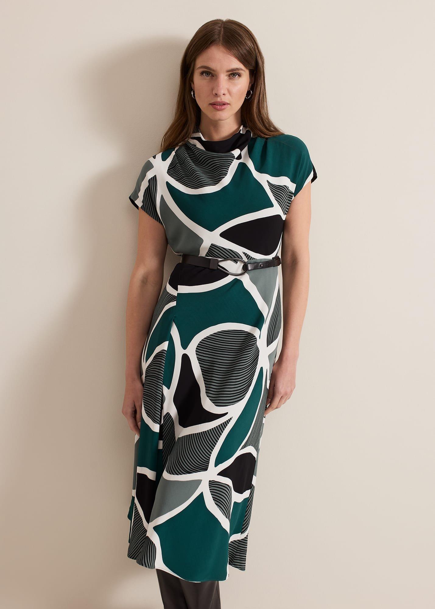 Petite Zaynab Swirl Cowl Neck Midi Dress